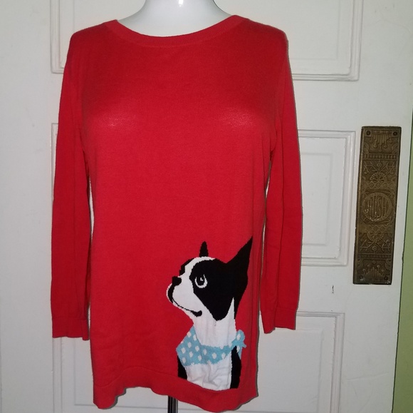 Talbots Sweaters - Boston Terrier Puppy Dog Sweater Talbots szM CUTE!